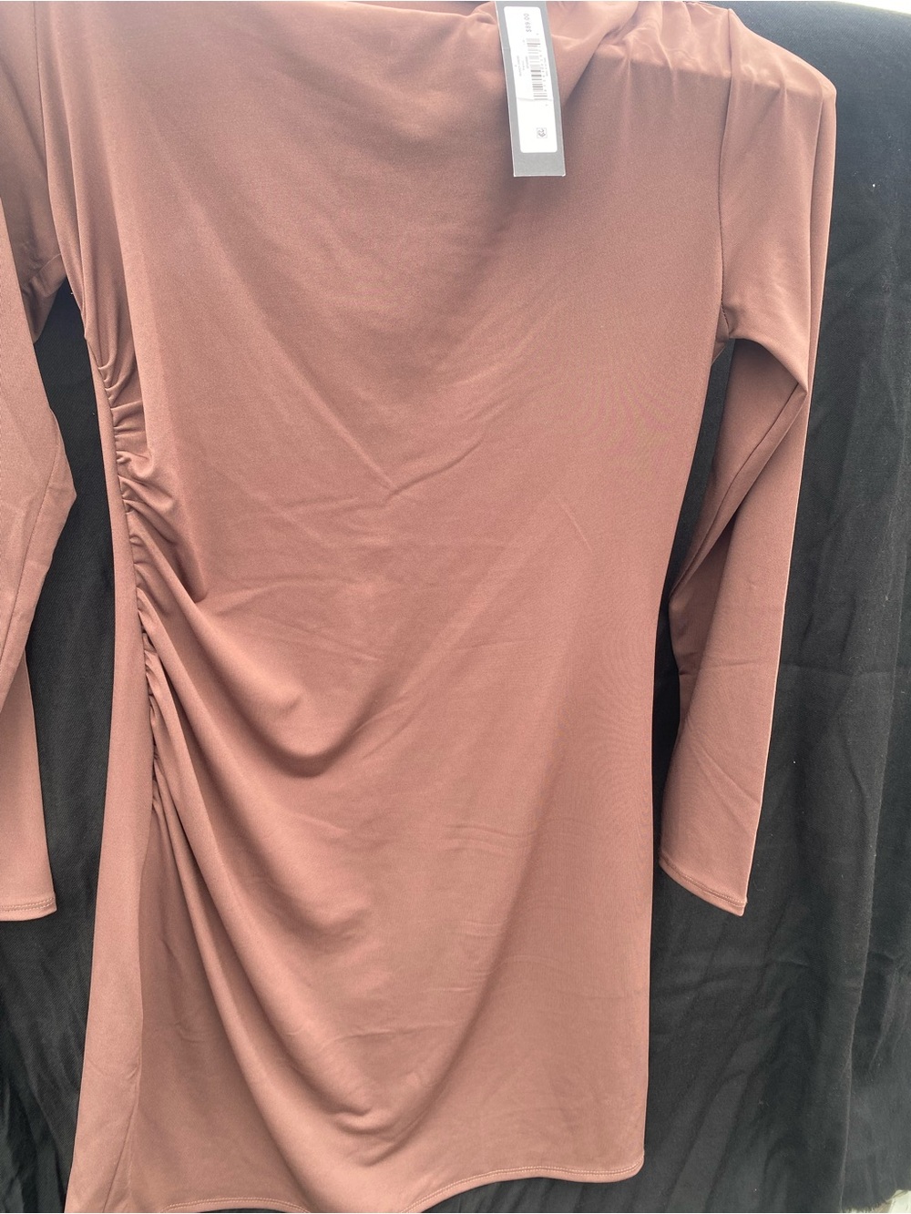 Steve Madden Mauve-Brown Long Sleeve Ruched Side dress